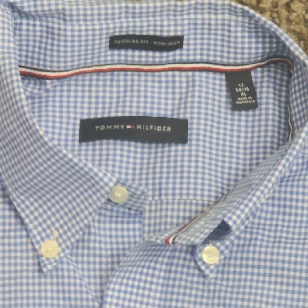 Tommy Hilfiger mens long sleeve plaid shirt size 17